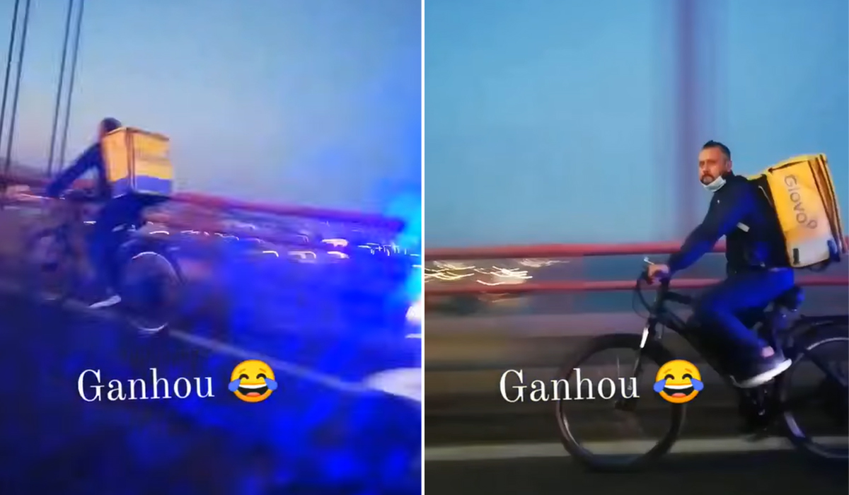 Read more about the article Polícia persegue estafeta da Glovo a andar de bicicleta na Ponte 25 de Abril