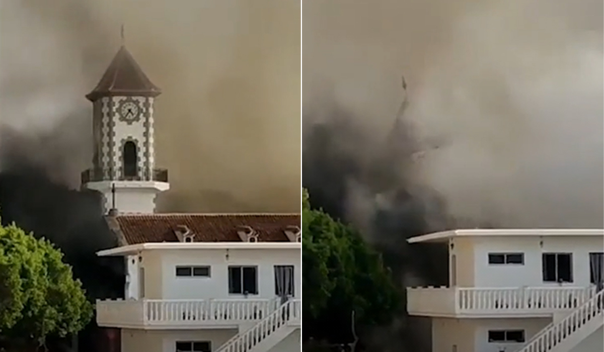 Read more about the article Imagens fortes mostram o momento em que uma Igreja é engolida pela lava do vulcão em La Palma