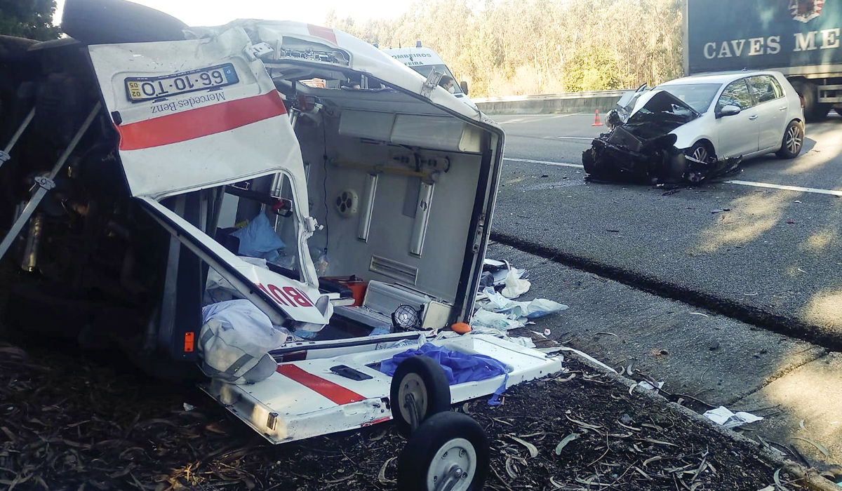 Read more about the article Grave acidente deixa ambulância e carro desfeitos na A1, em Ovar