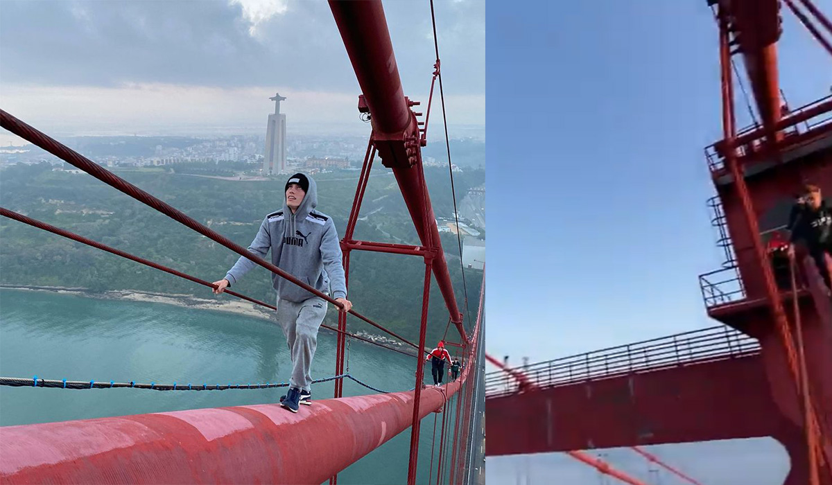 Read more about the article Vídeos revelam o perigo que os jovens enfrentaram ao escalar até ao topo da ponte 25 de Abril