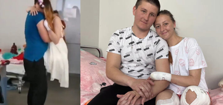 Imagens mostram primeira vez que enfermeira ucraniana que perdeu as pernas na guerra dança com o marido