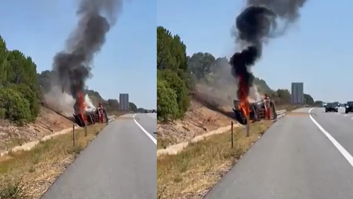 Camião de transporte de laranjas capota e incendeia-se na A2, junto a Grândola