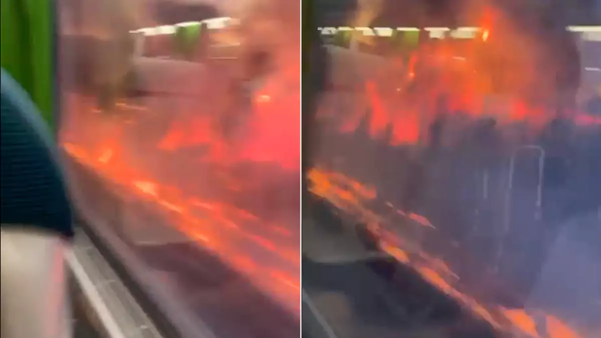 Passageiros capturam momento em que comboio passa no meio do "inferno", em Ourém