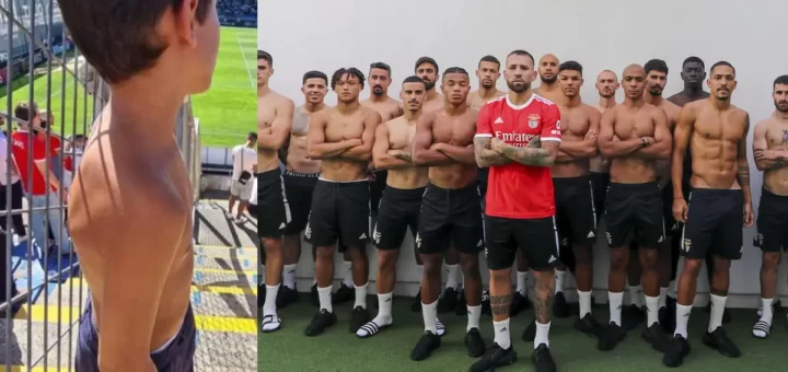 Plantel do Benfica posa sem camisola em solidariedade com jovem de Famalicão