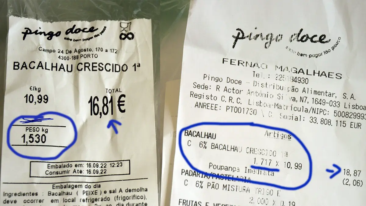 Consumidor sente-se "enganado" após compra de bacalhau no Pingo Doce: "Engordou desde que foi pesado"