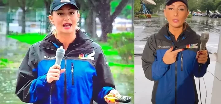 Repórter usa preservativo no microfone por causa da chuva durante reportagem sobre o furacão Ian