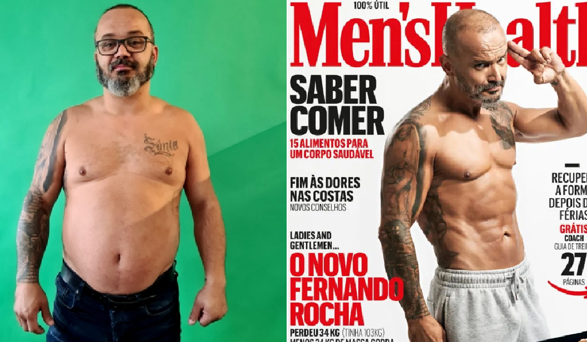 Fernando Rocha perde 34 quilos e mostra o "antes e depois" da "maior transformação de sempre"