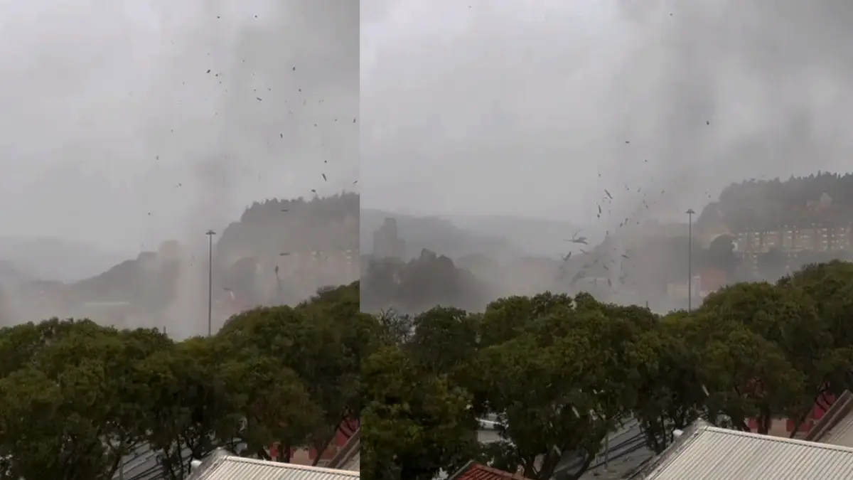 Tornado filmado em Lisboa destrói telhado do Banco Alimentar
